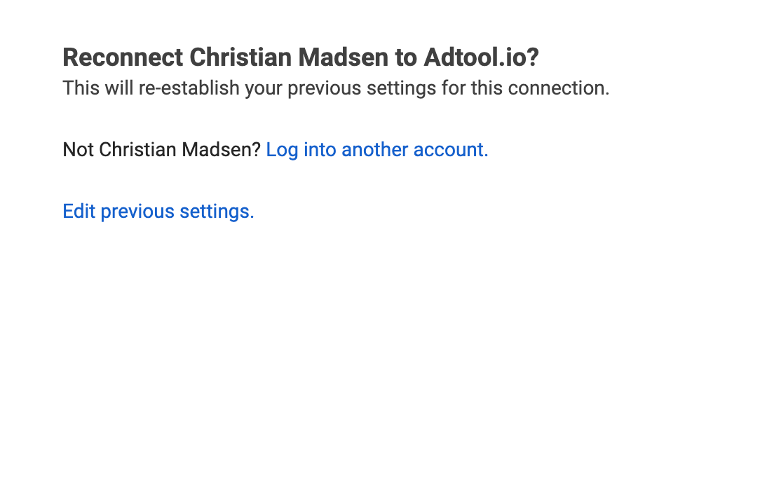 Meta permission dialog with the Edit previous settings option