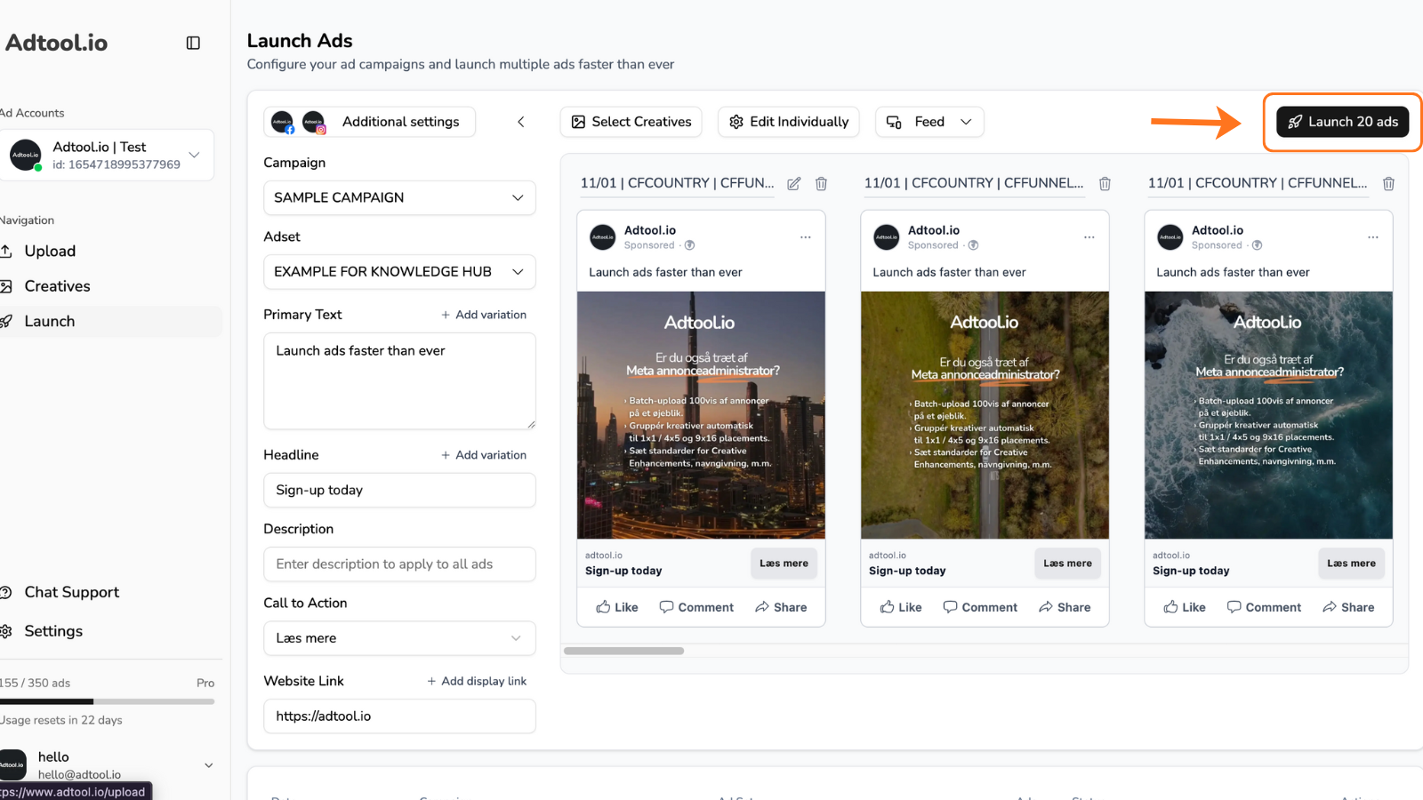 Launching a relaunched batch in Adtool