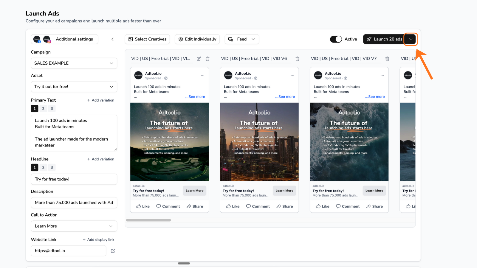 Save as draft menu on the Launch page